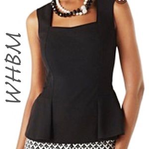 White House Black Market Black Peplum Zip Up Top